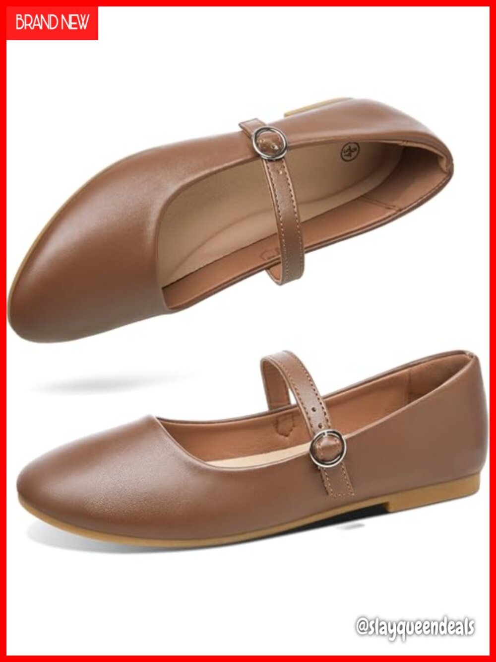 Mary Jane Flats Round Toe Buckle Strap PU-Leather Women's Shoes